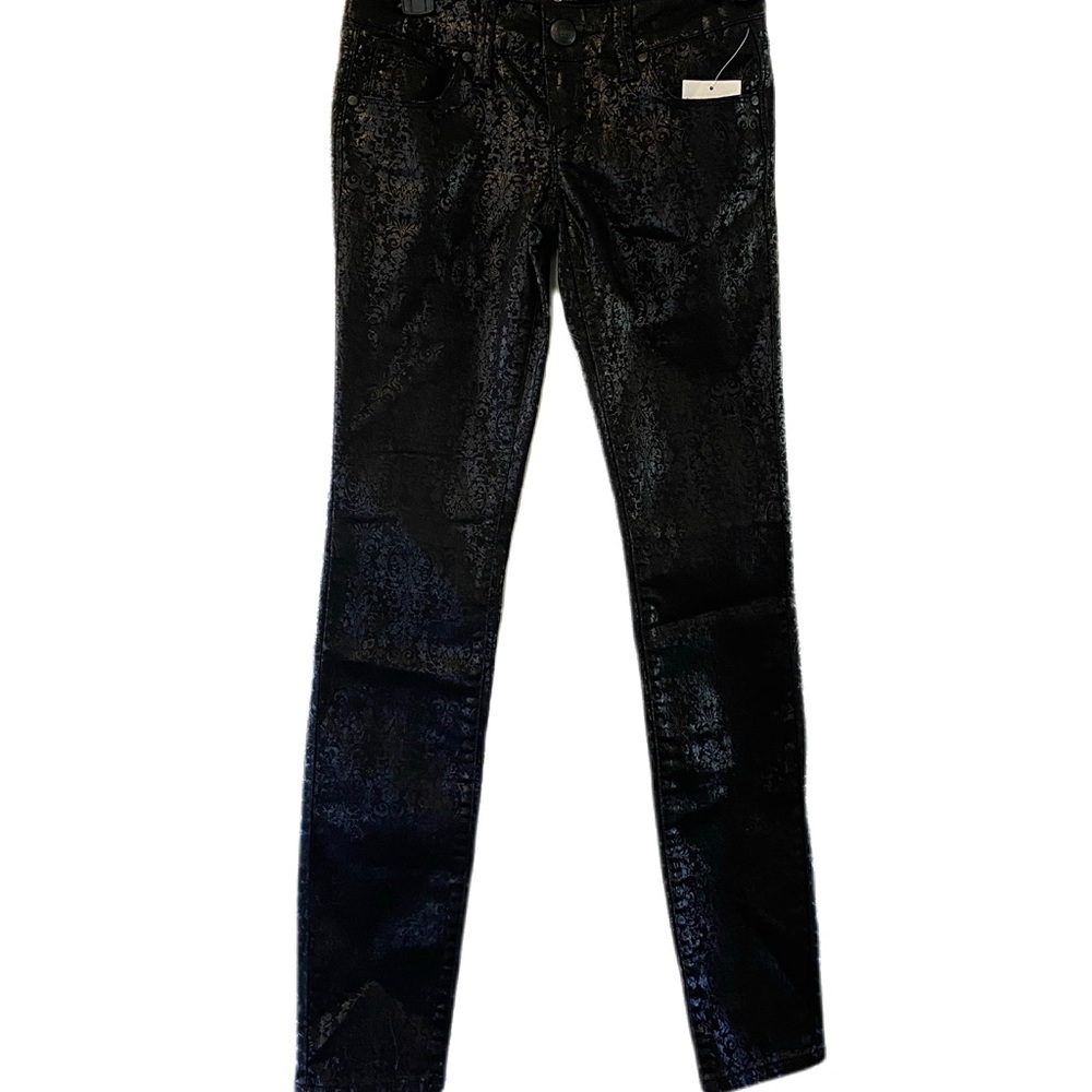 Black Foil with Design Skinny Jeggings - Picture 11 of 15